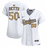 Women's Los Angeles Dodgers #50 Mookie Betts White 2025 Gold Collection Limited Stitched Jersey Dzhi,baseball caps,new era cap wholesale,wholesale hats